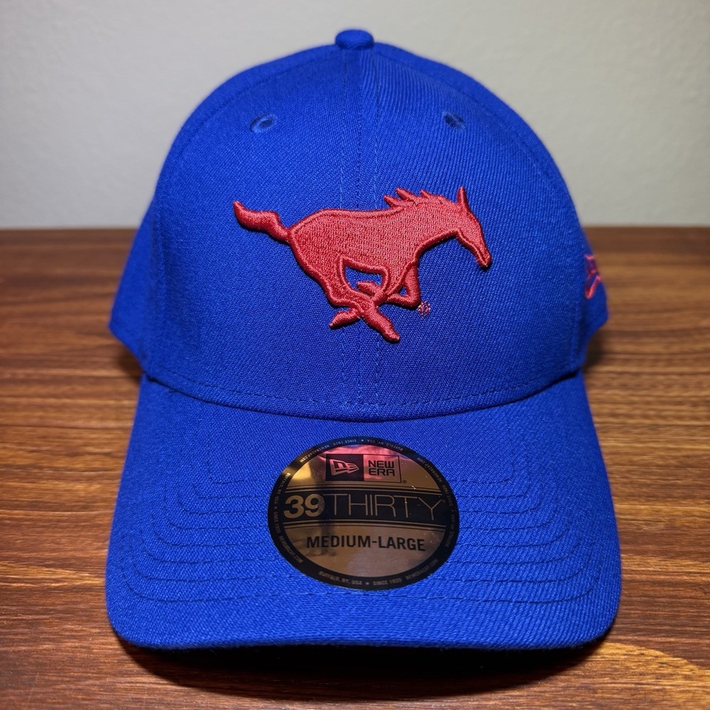 New Era SMU Mustangs Flexfit Hat Men's Size M/L 39Thirty Cap Blue Red NEW